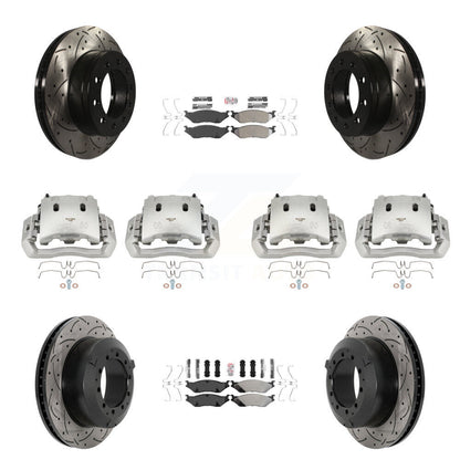 Kit de plaquettes semi-métalliques pour étriers de frein avant et arrière, Rotors à fentes (10 pièces) pour