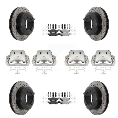 Étrier enduit de frein à disque avant et arrière, Rotors à fente, Kit de plaquettes semi-métalliques pour