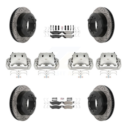 Étrier enduit de frein à disque avant et arrière, Rotors à fente, Kit de plaquettes semi-métalliques pour