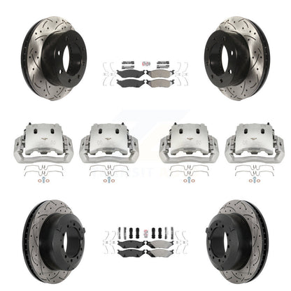 Étrier enduit de frein à disque avant et arrière, Rotors à fente, Kit de plaquettes semi-métalliques pour