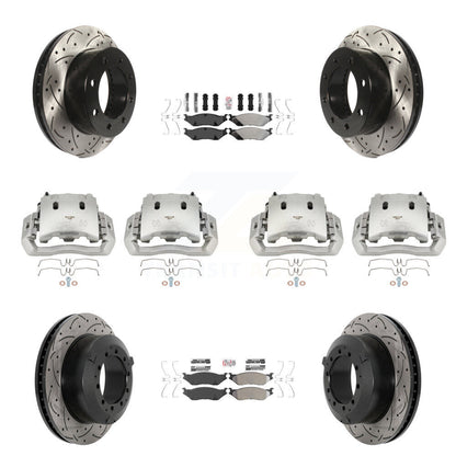 Étrier enduit de frein à disque avant et arrière, Rotors à fente, Kit de plaquettes semi-métalliques pour