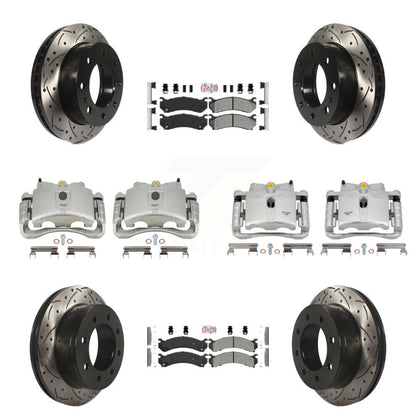 Kit de plaquettes semi-métalliques pour étrier de frein avant et arrière, Rotor à fente percé (10 pièces) pour GM