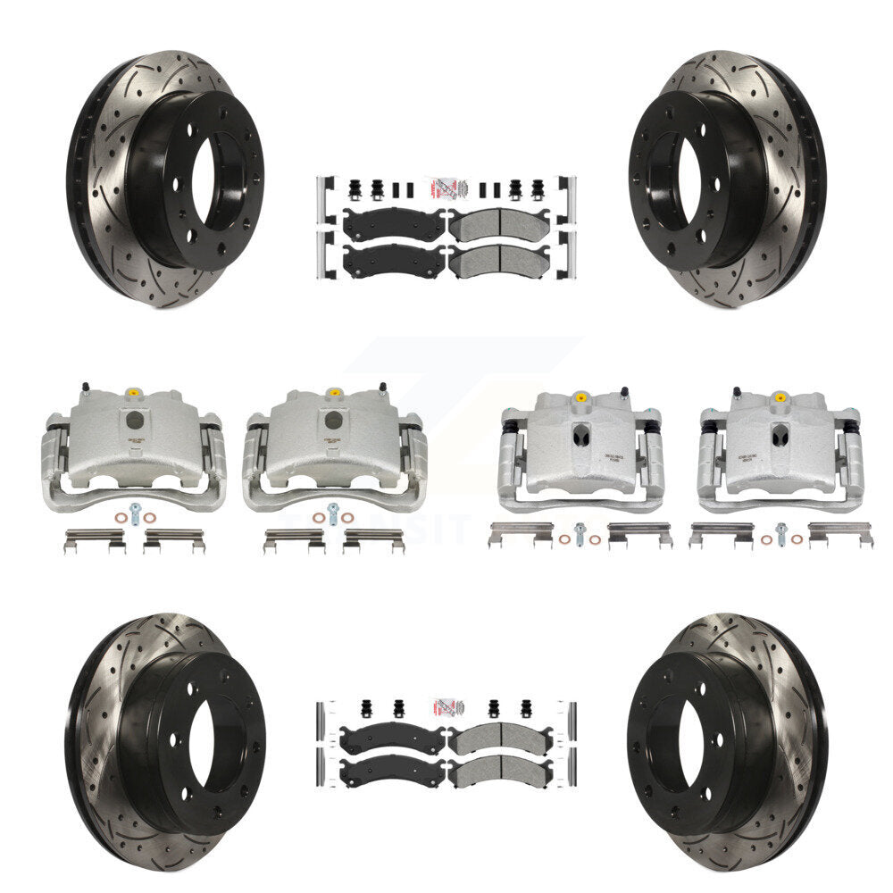 Kit de plaquettes semi-métalliques pour étrier de frein avant et arrière, Rotor à fente percé (10 pièces) pour GM
