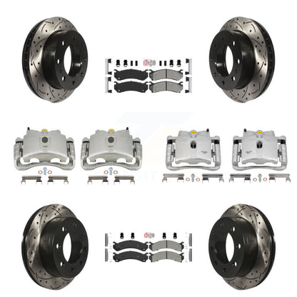 Kit de plaquettes semi-métalliques pour étrier de frein avant et arrière, Rotor à fente percé (10 pièces) pour GM