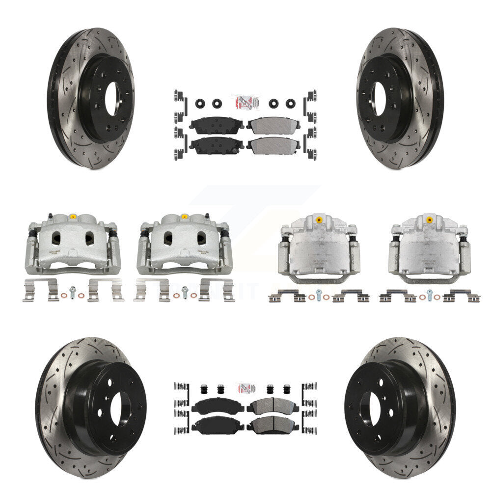 Kit de plaquettes semi-métalliques pour étriers de frein avant et arrière, Rotors à fentes (10 pièces) pour 150
