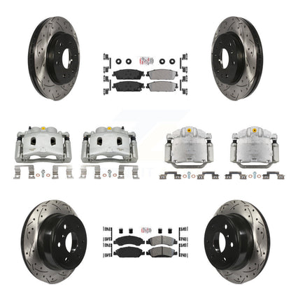 Kit de plaquettes semi-métalliques pour étriers de frein avant et arrière, Rotors à fentes (10 pièces) pour 150