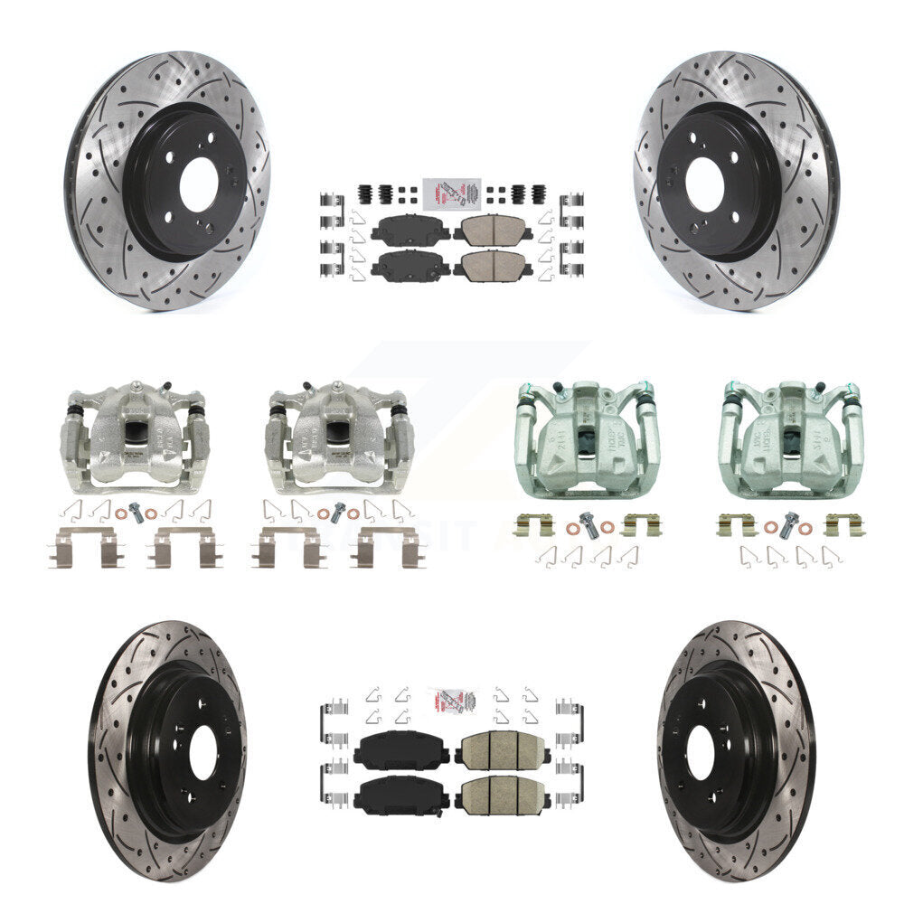 Kit de plaquettes en céramique pour étriers de frein avant et arrière, Rotors à fentes (10 pièces) pour Honda CR-
