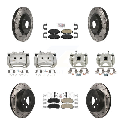 Kit de plaquettes en céramique pour Nissan Rogu, étrier de frein avant et arrière, fentes de perçage, Rotors