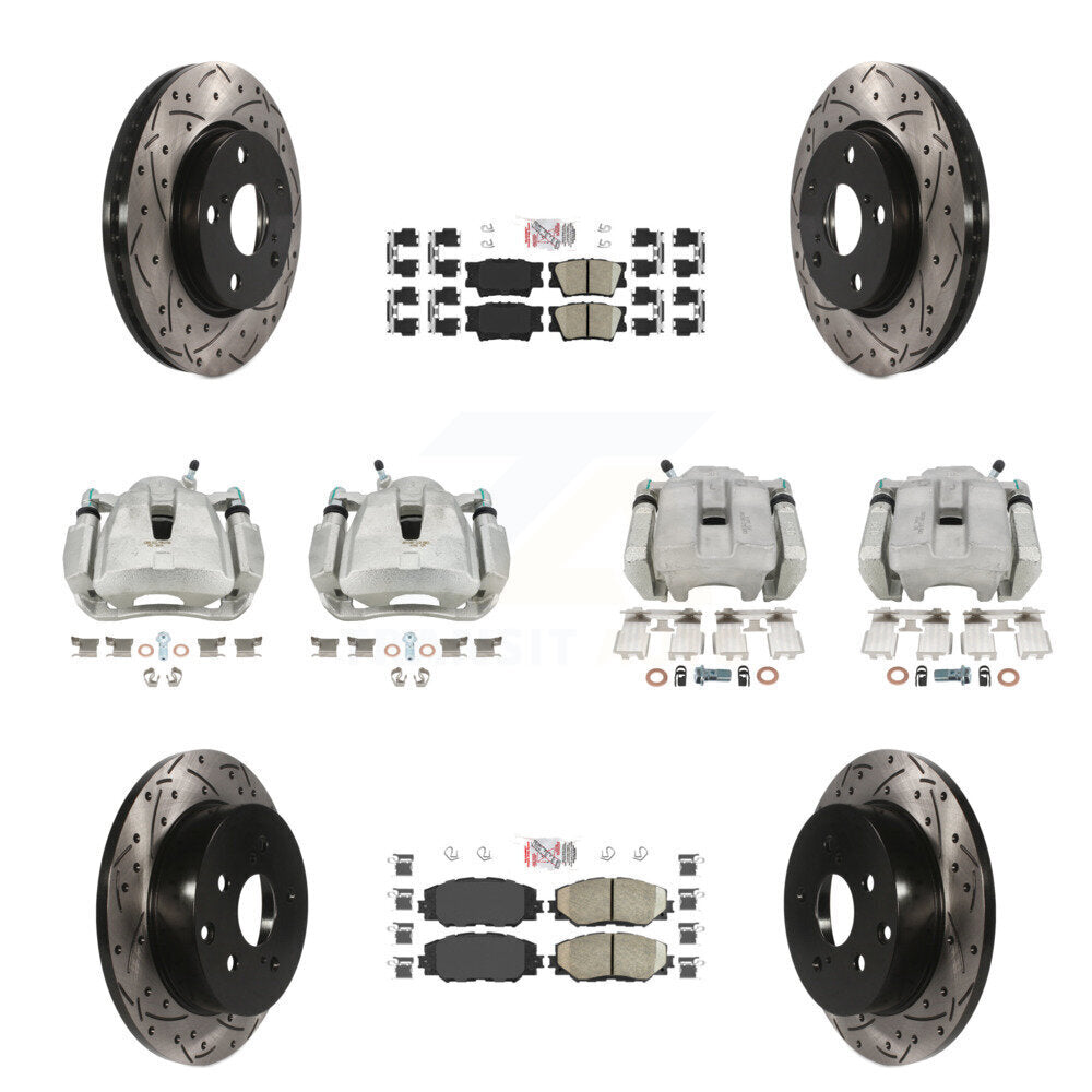Kit de plaquettes en céramique de Rotor de fente d'étrier de frein avant et arrière (10 pièces) pour Toyota RAV