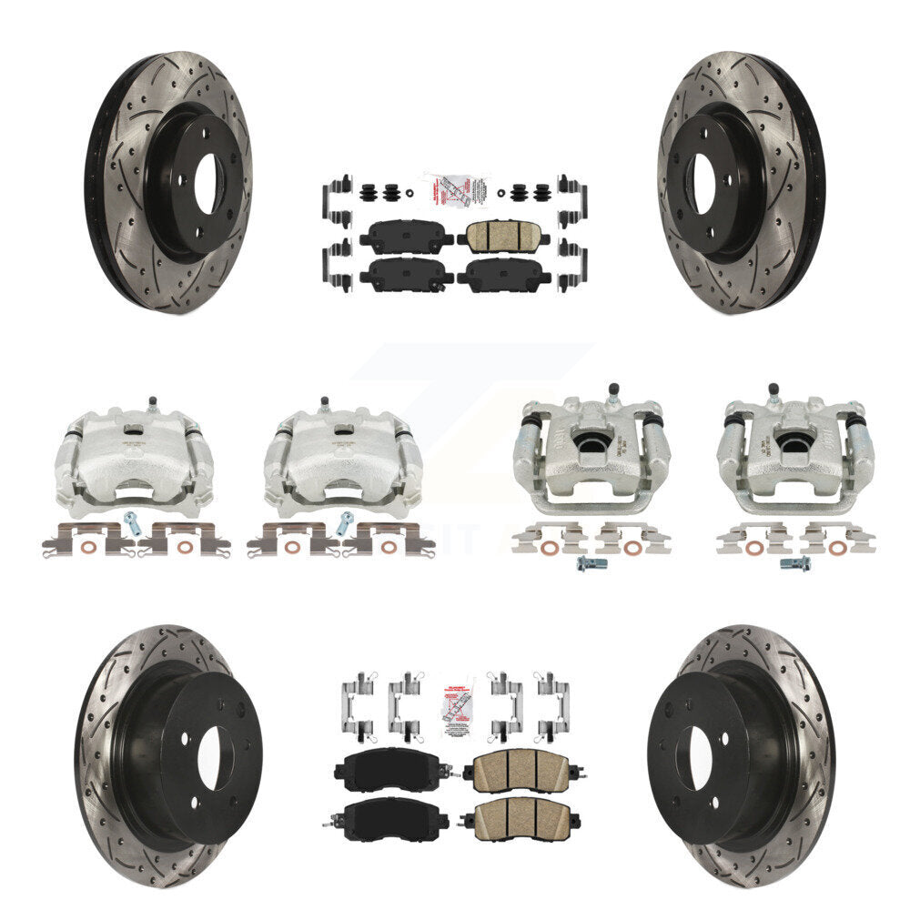 Kit de plaquettes en céramique de Rotor de fente de foret d'étrier de manteau de frein avant et arrière pour Nissan Altim