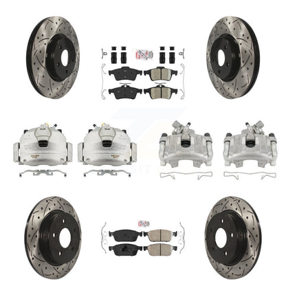 Kit de plaquettes en céramique pour étriers de frein avant et arrière, Rotors à fentes (10 pièces) pour Ford Focu