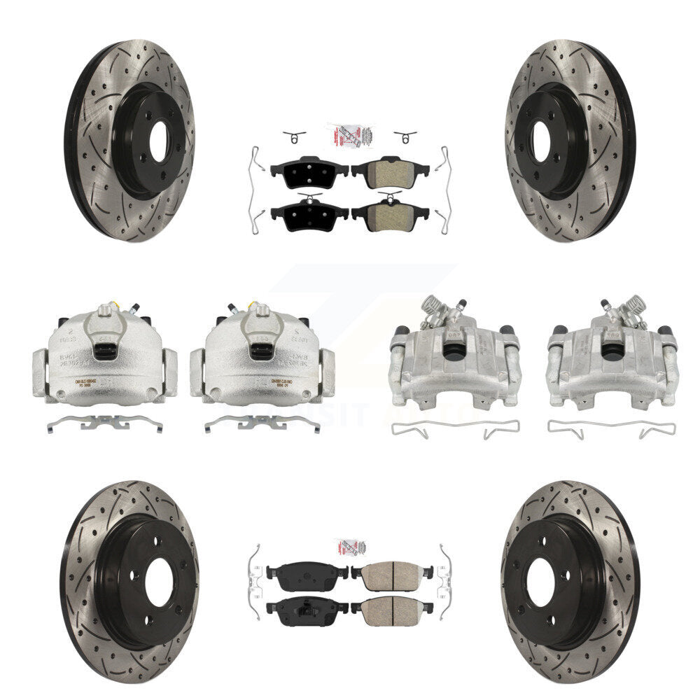Étrier de frein avant et arrière, Rotors à fente, Kit de plaquettes Ameribrakes pour Ford Focus S