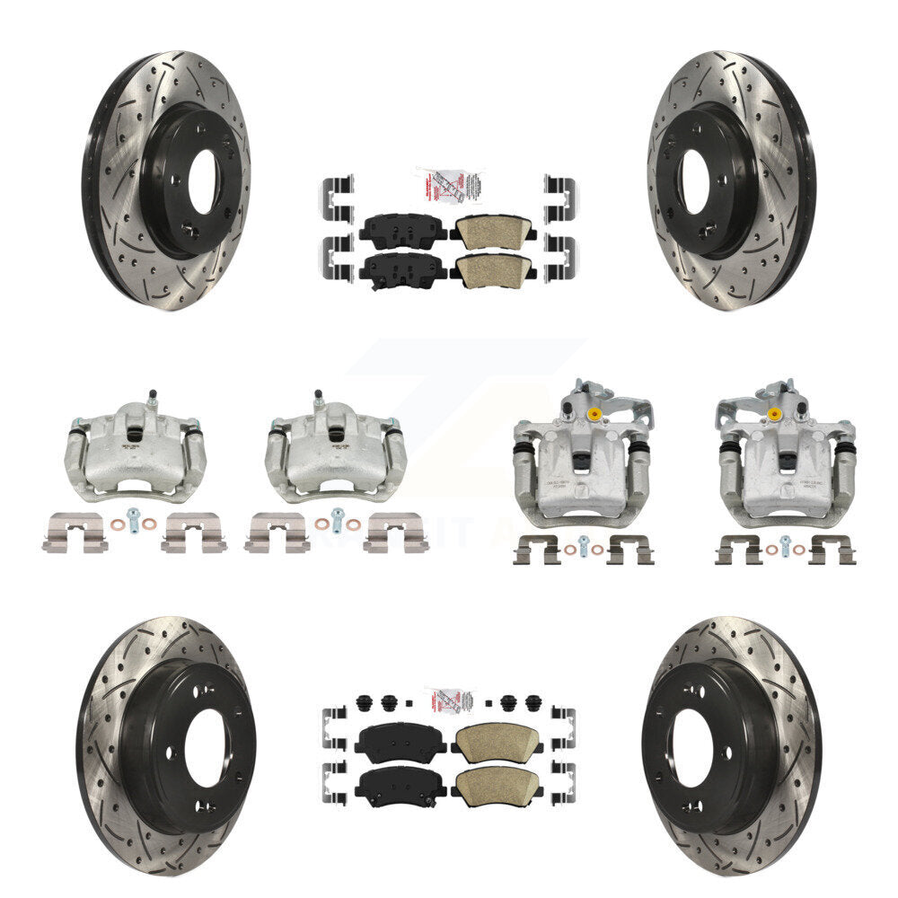 Kit de plaquettes en céramique pour étriers de frein avant et arrière, Rotors à fentes (10 pièces) pour Hyundai G