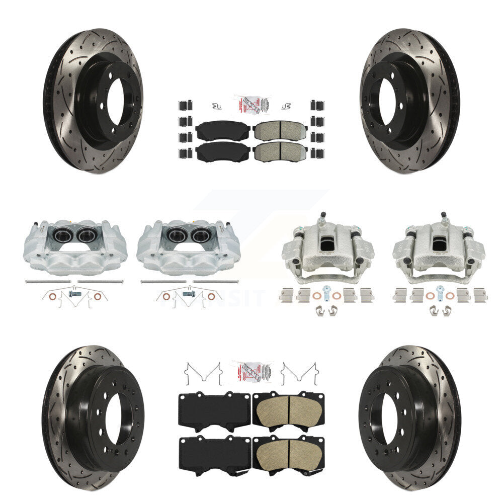 Étrier de frein avant et arrière, Rotors à fente, Kit de plaquettes Ameribrakes (10 pièces) pour Toyot