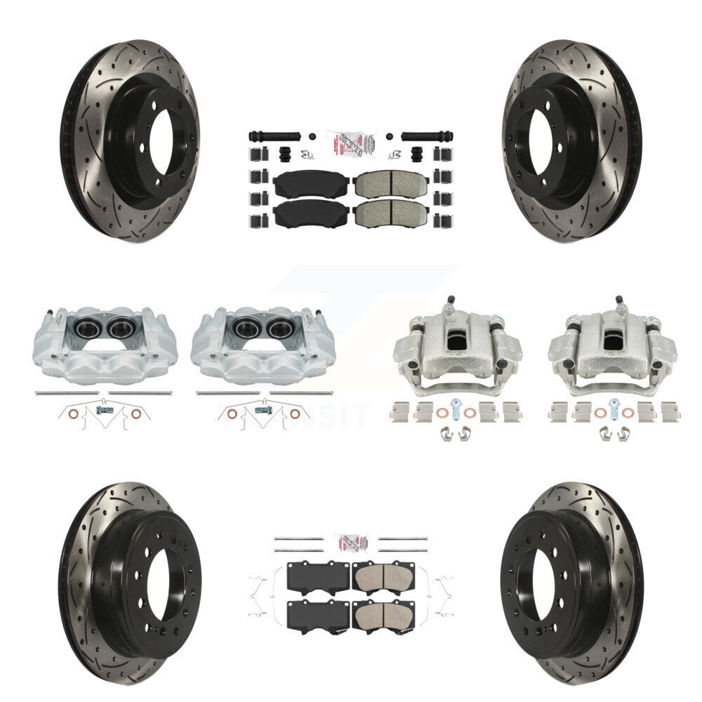 Étrier de frein avant et arrière, Rotors à fente, Kit de plaquettes Ameribrakes (10 pièces) pour Toyot