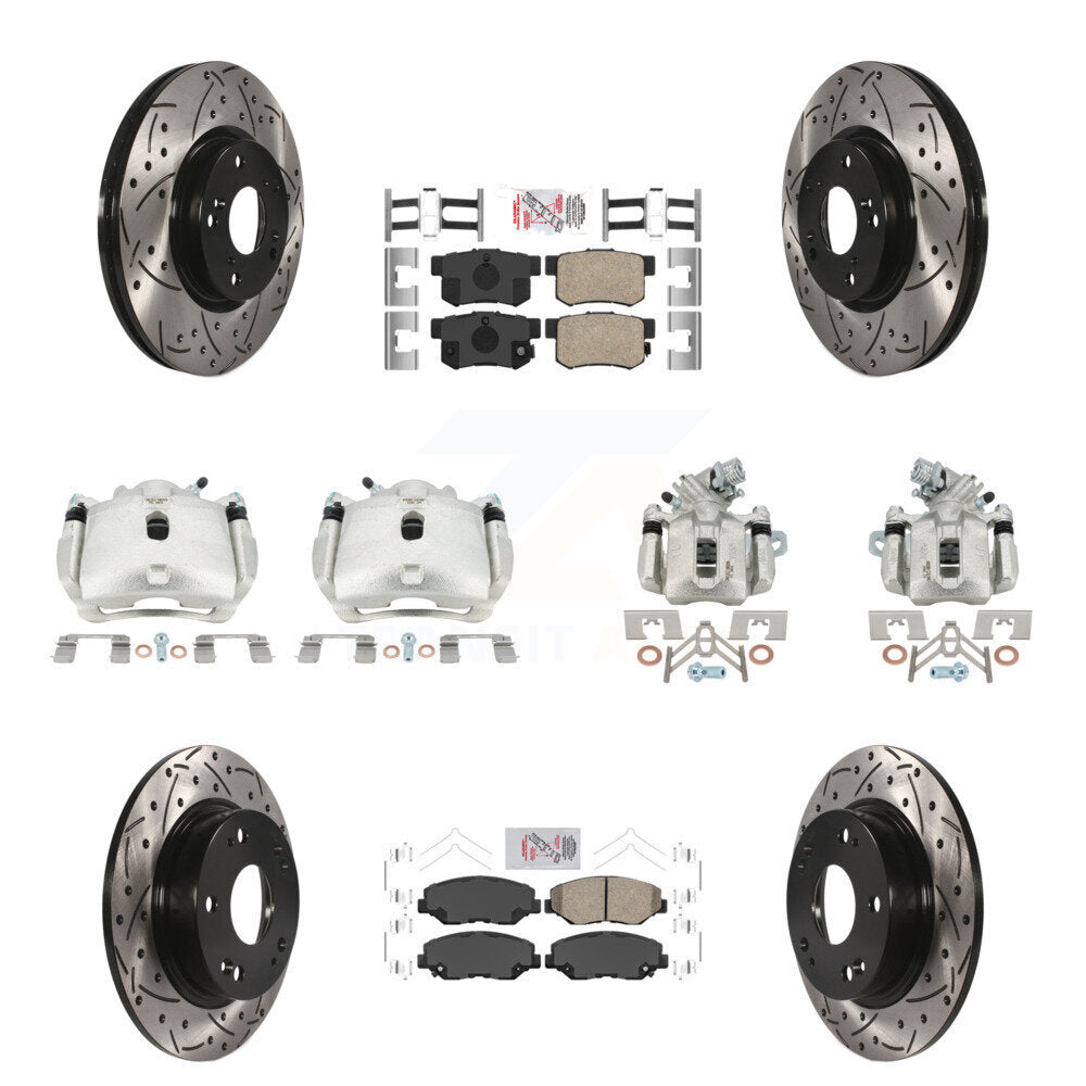 Kit de plaquettes en céramique pour étrier de frein avant et arrière, Rotor à fente (10 pièces) pour Honda Civi
