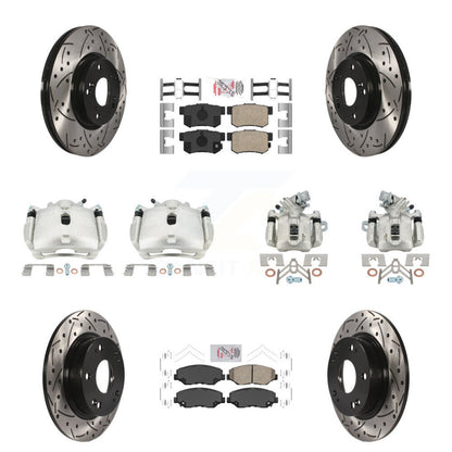 Kit de plaquettes en céramique pour étrier de frein avant et arrière, Rotor à fente (10 pièces) pour Honda Civi