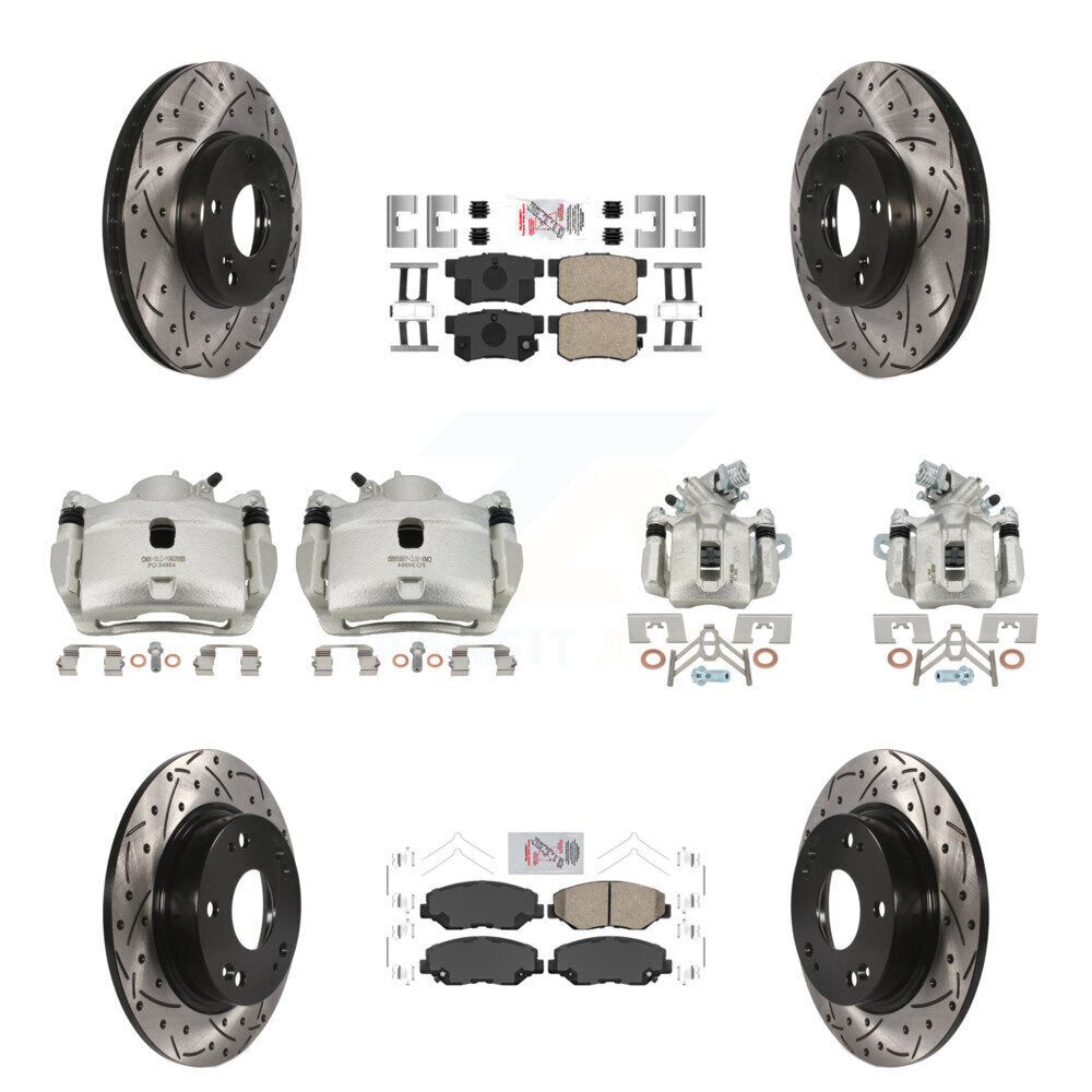 Kit de plaquettes en céramique pour étrier de frein avant et arrière, Rotor à fente (10 pièces) pour Honda Civi