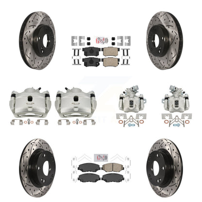 Kit de plaquettes en céramique pour étrier de frein avant et arrière, Rotor à fente (10 pièces) pour Honda Civi