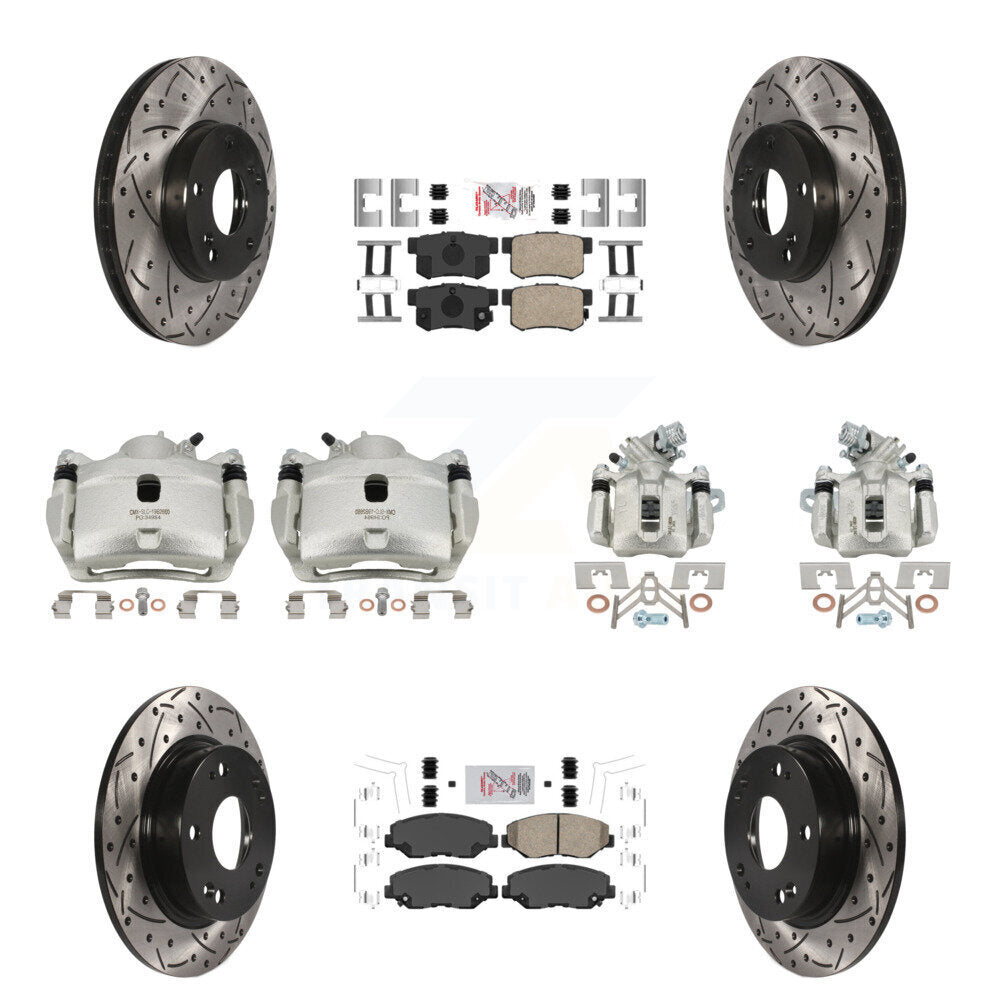 Kit de plaquettes en céramique pour étrier de frein avant et arrière, Rotor à fente (10 pièces) pour Honda Civi