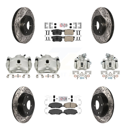Kit de plaquettes en céramique pour étrier de frein avant et arrière, Rotor à fente (10 pièces) pour Honda Civi