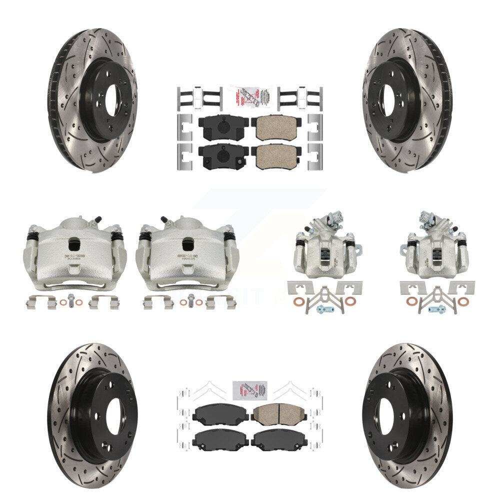 Kit de plaquettes en céramique pour étrier de frein avant et arrière, Rotor à fente (10 pièces) pour Honda Civi
