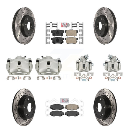 Kit de plaquettes en céramique pour étrier de frein avant et arrière, Rotor à fente (10 pièces) pour Honda Civi