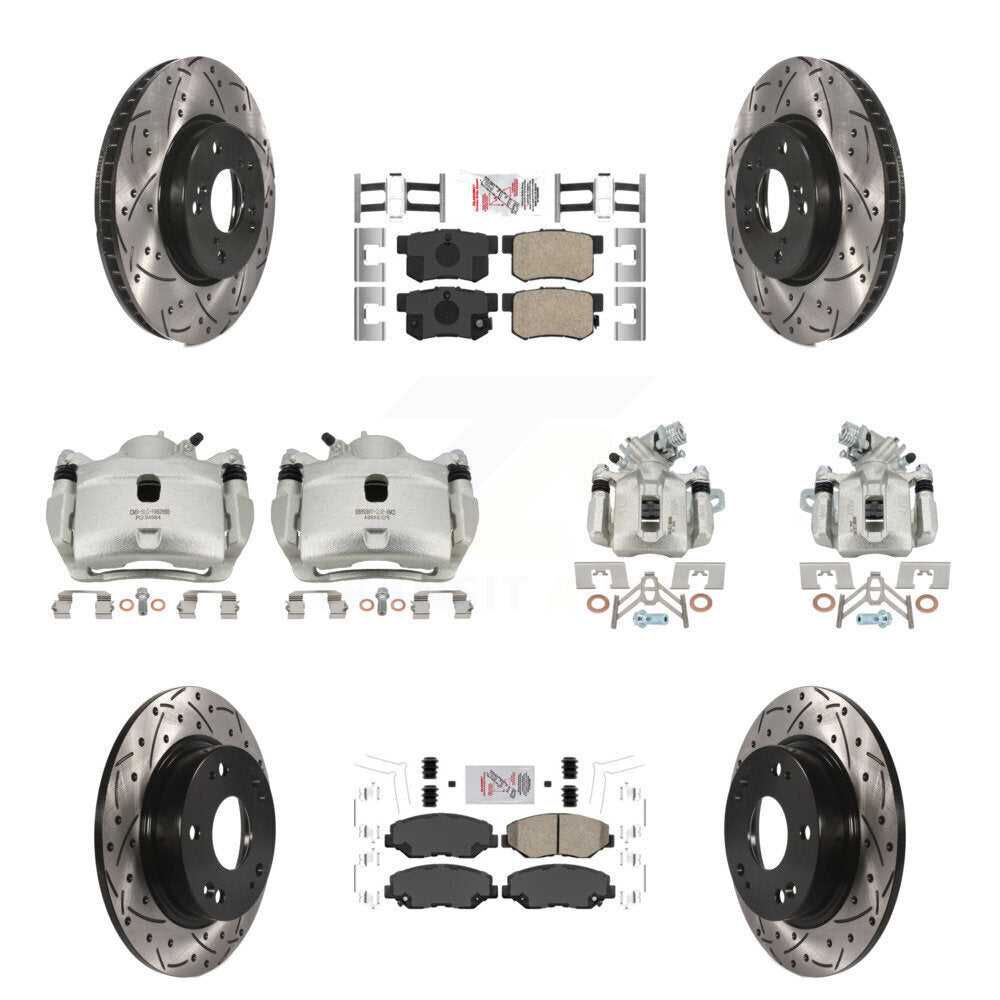 Kit de plaquettes en céramique pour étrier de frein avant et arrière, Rotor à fente (10 pièces) pour Honda Civi