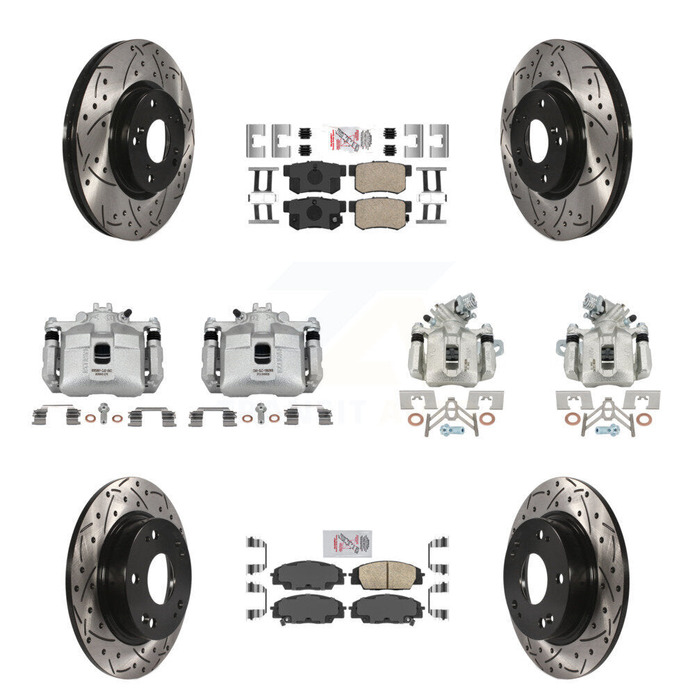 Kit de plaquettes en céramique pour étrier de frein avant et arrière, Rotor à fente (10 pièces) pour Honda Civi