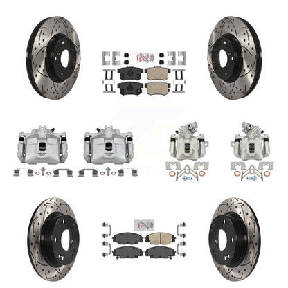 Kit de plaquettes en céramique pour étrier de frein avant et arrière, Rotor à fente (10 pièces) pour Honda Civi