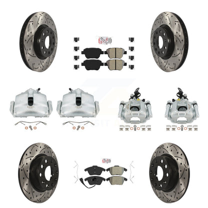 Étrier enduit de frein à disque avant et arrière, Rotors à fente, Kit de plaquettes semi-métalliques pour