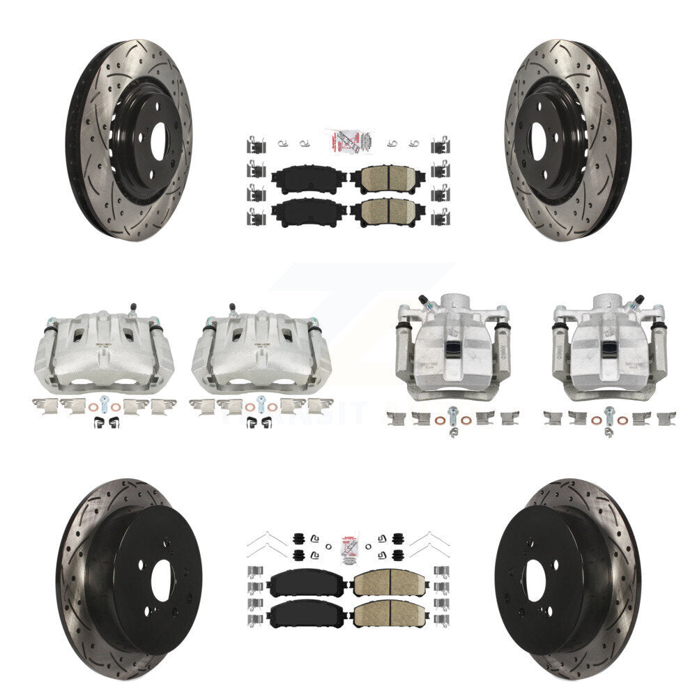 Kit de plaquettes en céramique de Rotor de fente de foret d'étrier de manteau de frein avant et arrière (10 pièces) pour Toyot