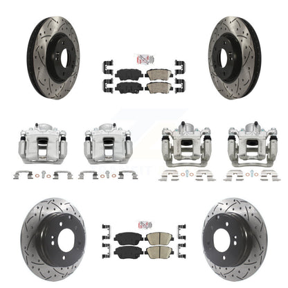 Kit de plaquettes en céramique pour étrier de frein avant et arrière, Rotor à fente (10 pièces) pour Hyundai Ki
