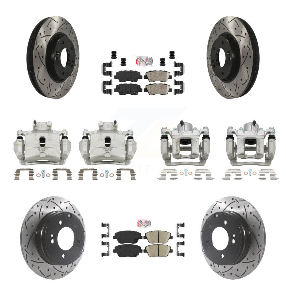 Kit de plaquettes en céramique pour perceuse à étrier de frein avant et arrière, Rotors fendus, pour Hyundai Sonat