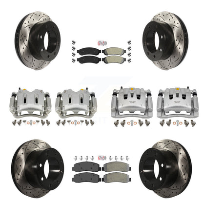Étrier enduit de frein à disque avant et arrière, Rotors à fente, Kit de plaquettes semi-métalliques pour