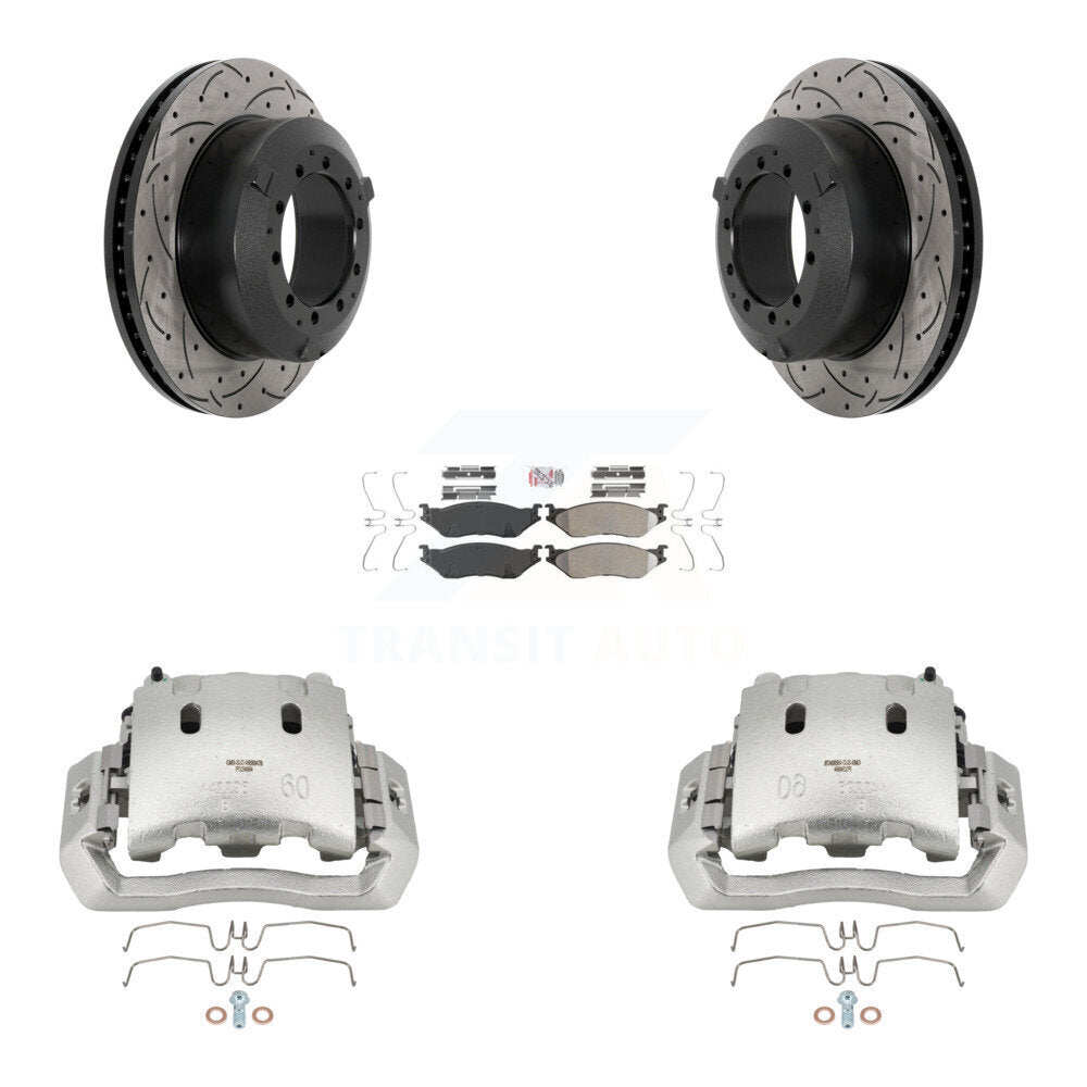 Kit de plaquettes semi-métalliques pour étrier de frein arrière, Rotor à fente percé, pour Ford F-450 Supe