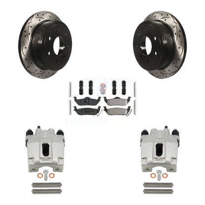 Kit de plaquettes semi-métalliques de Rotor de fente de forage d'étrier de frein arrière pour Ford F-150 Lincol