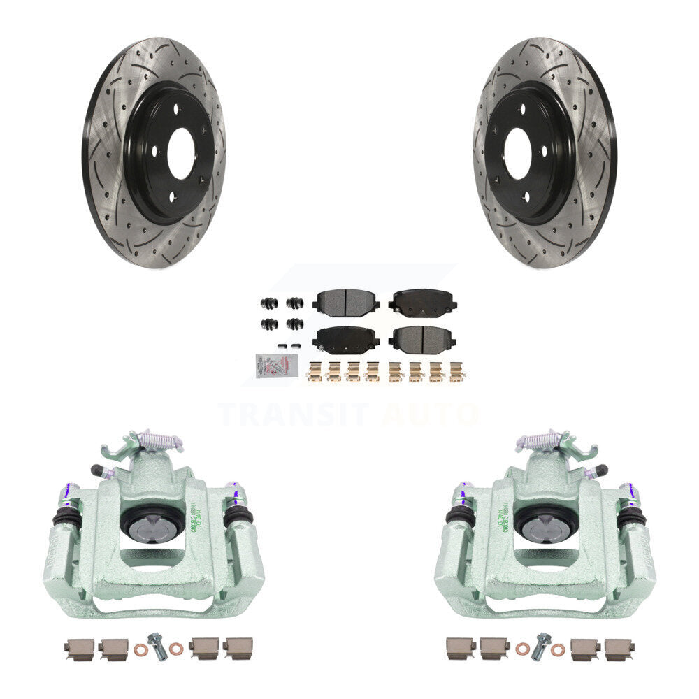 Kit de plaquettes semi-métalliques pour perceuse à étrier enduit de frein arrière, rotors fendus pour Ram C/