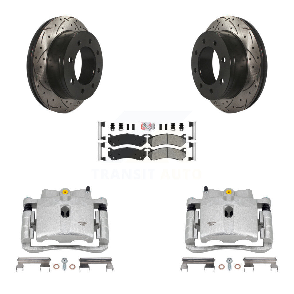 Kit de plaquettes semi-métalliques de Rotor de fente de forage d'étrier de frein arrière pour GMC Chevrolet 250
