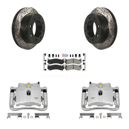Kit de plaquettes semi-métalliques de Rotor de fente de forage d'étrier de frein arrière pour GMC Chevrolet 250