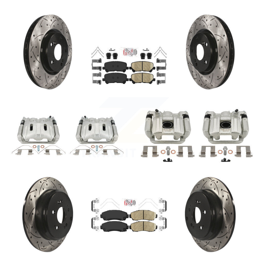 Kit de plaquettes en céramique de Rotor de fente de foret d'étrier de manteau de frein avant et arrière pour Honda Odysse