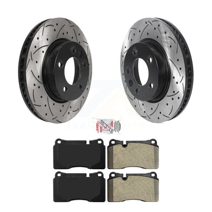 Kit de plaquettes semi-métalliques de Rotor de frein à disque à fente avant percée pour Volkswagen Touare