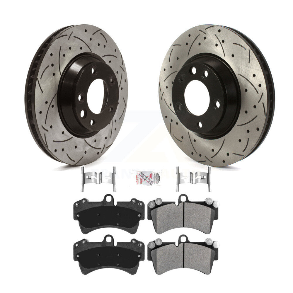 Kit de plaquettes semi-métalliques de Rotor de frein à fente avant percée, pour Audi Q7 Porsche Cayenn