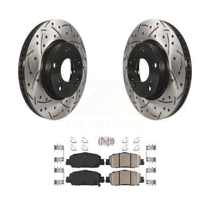 Rotor de frein à disque à fente avant percée et Kit de plaquettes en céramique pour Honda Accord LX-2017
