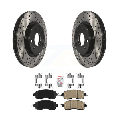 Rotors de frein à disque fendus percés à revêtement avant et kit de plaquettes en céramique pour Nissan LEA