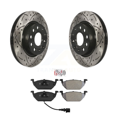 Rotor de frein à disque à fente avant percée et Kit de plaquettes semi-métalliques pour Volkswagen Jett