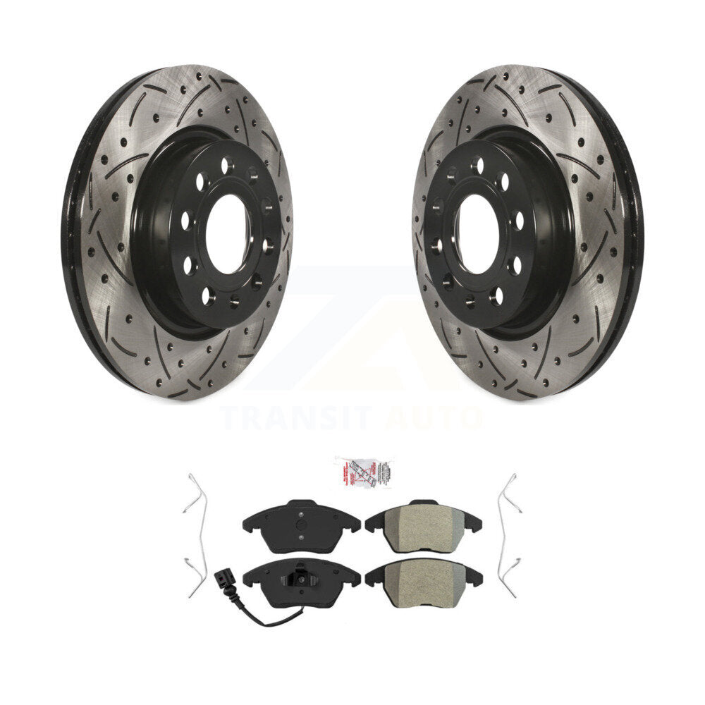 Rotors de frein à fente avant percés, Kit de plaquettes semi-métalliques pour Volkswagen GTI Audi A