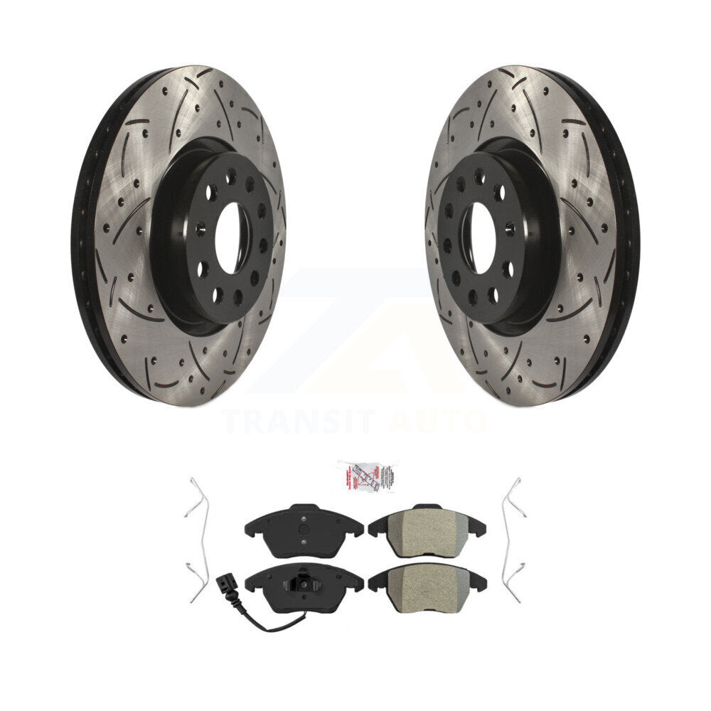 Kit de plaquettes semi-métalliques de Rotor de frein à fente avant percée, pour Volkswagen Jetta Beetl