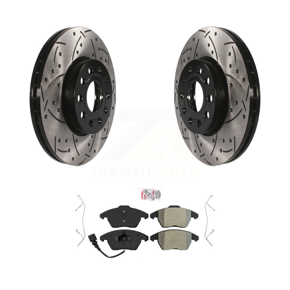 Kit de plaquettes semi-métalliques de Rotor de frein de fente de forage avant pour Volkswagen Jetta Golf Eo