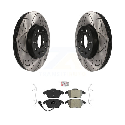 Kit de plaquettes semi-métalliques de Rotor de frein de fente de forage avant pour Volkswagen Jetta Golf Eo